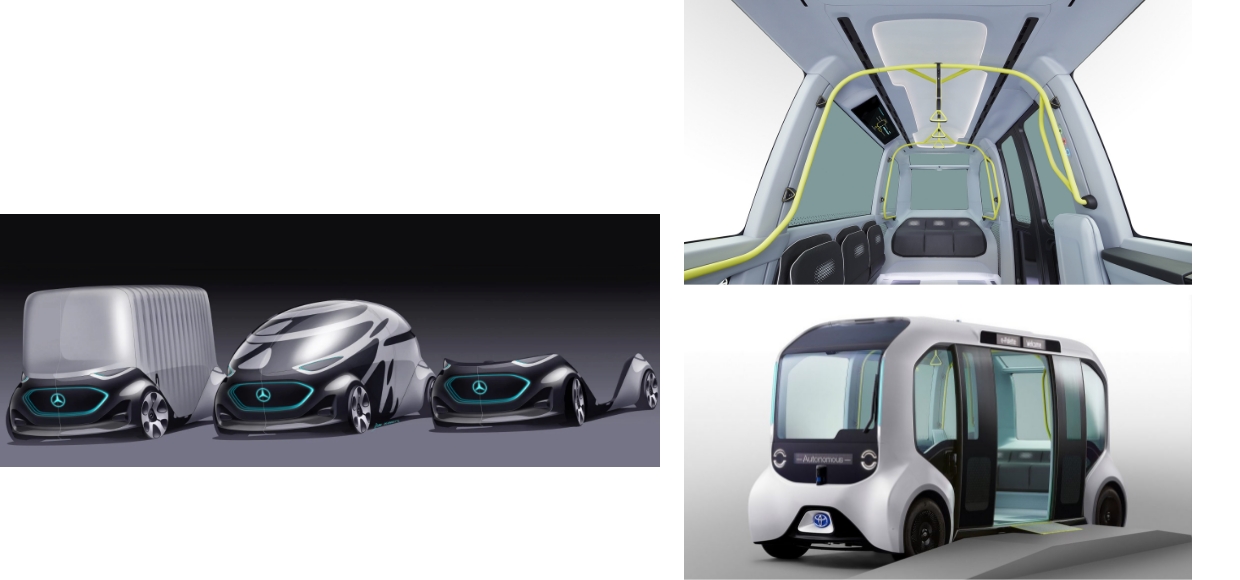 Mercedes-Benz's Vision Urbanatic Concept, designed to replace the upper body, and the exterior and interior of Toyota's self-driving shuttle PBV e-Palette