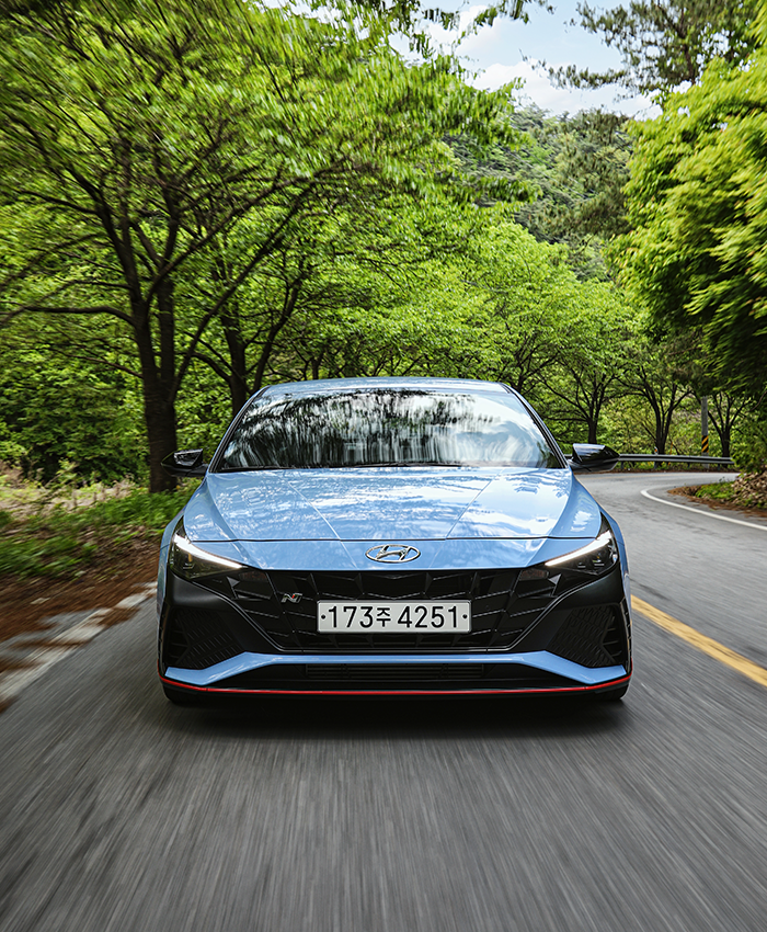 Hyundai Avante N is running on the road