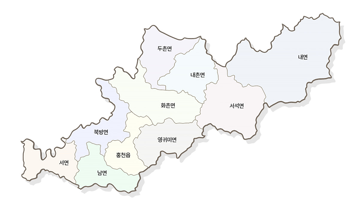 홍천군 지도
