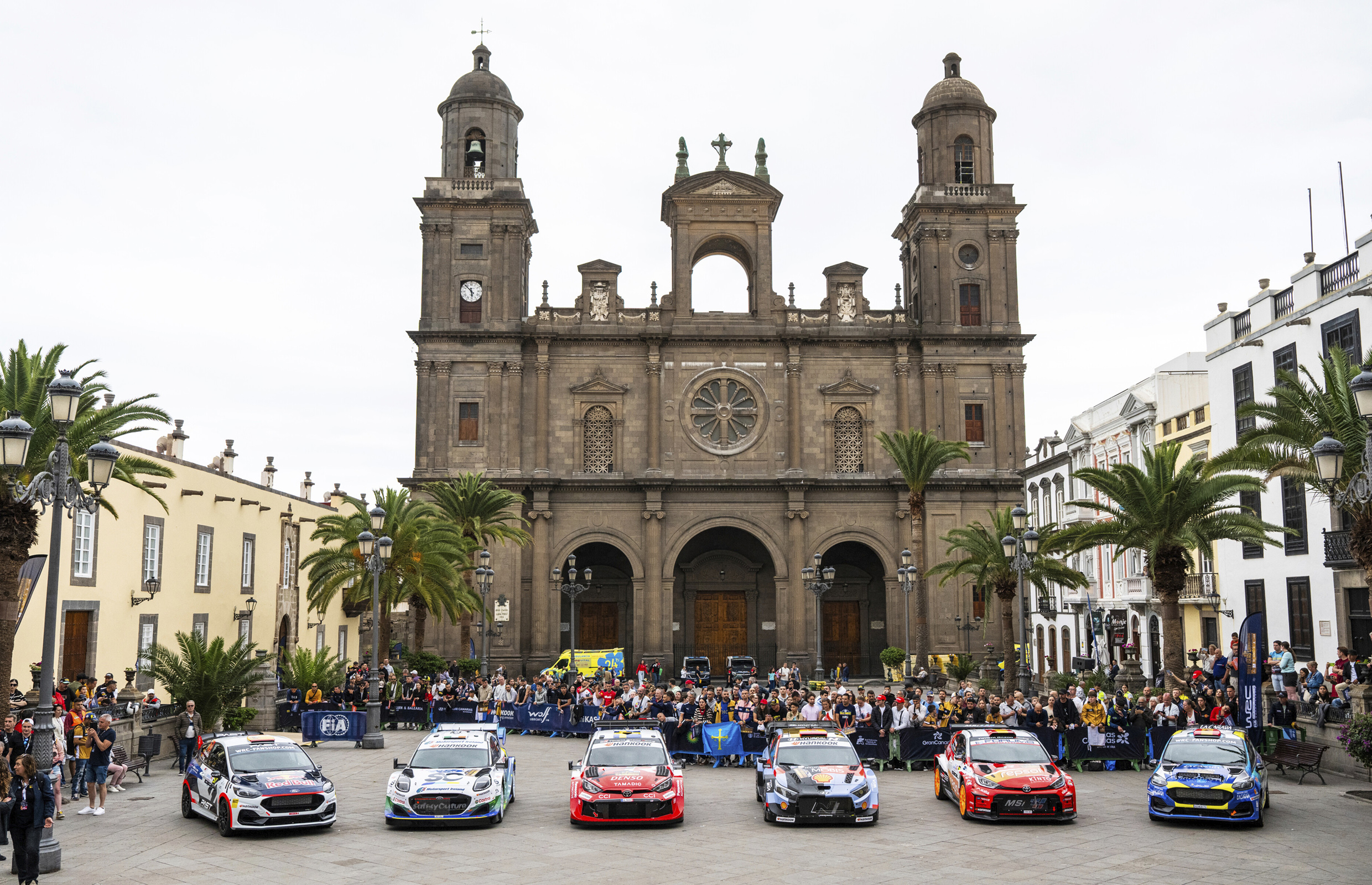 WRC participating vehicles lined up