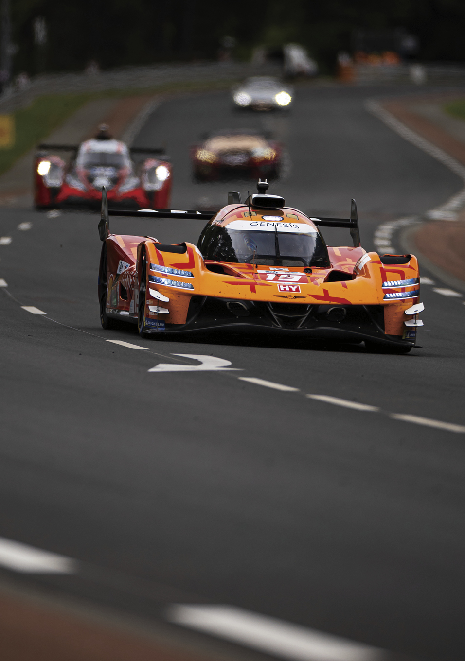 Genesis hypercars racing on the Circuit de la Sarthe