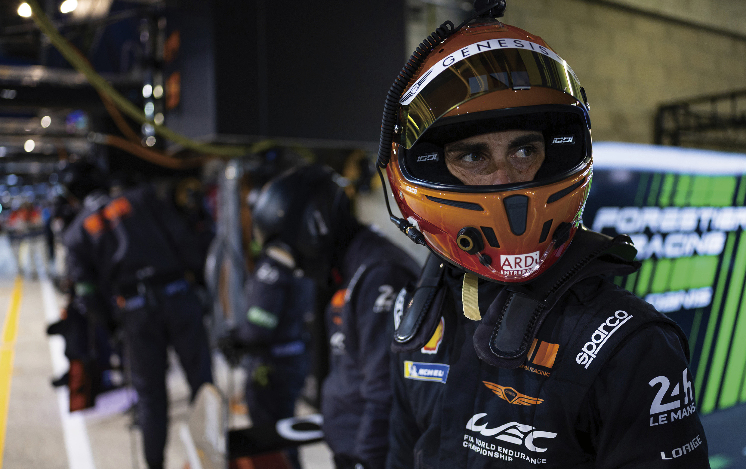 The appearance of a driver who has finished the race