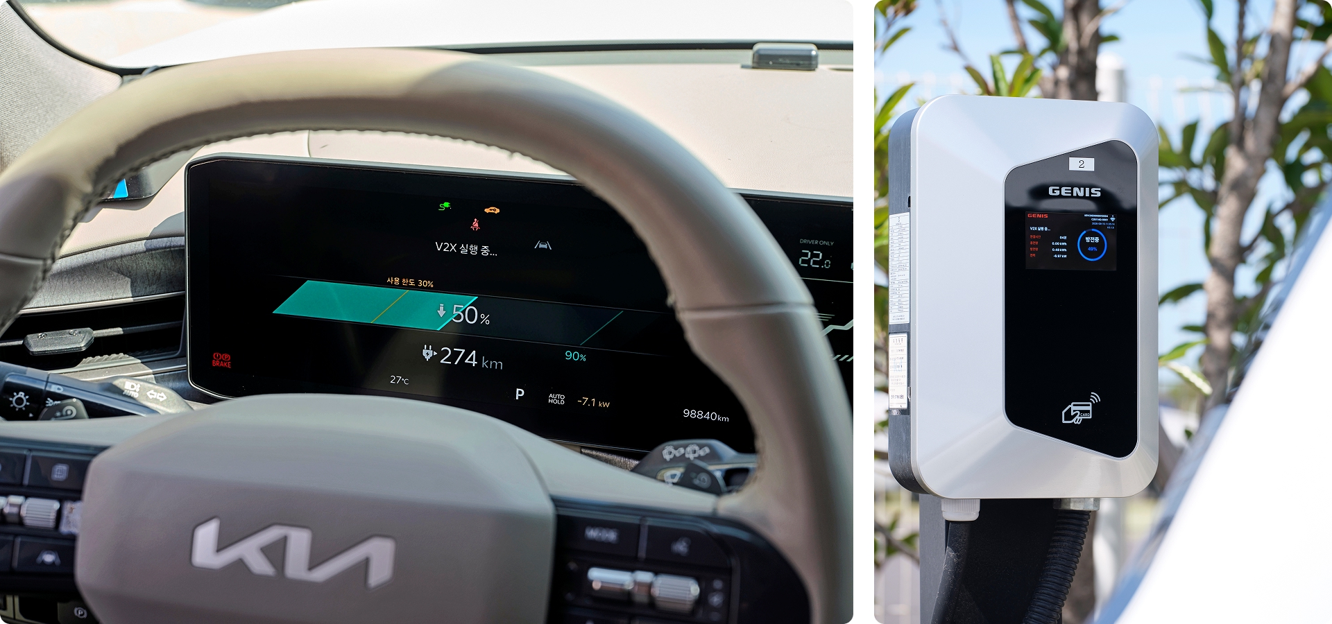 In-vehicle display showing the charging status of an electric vehicle