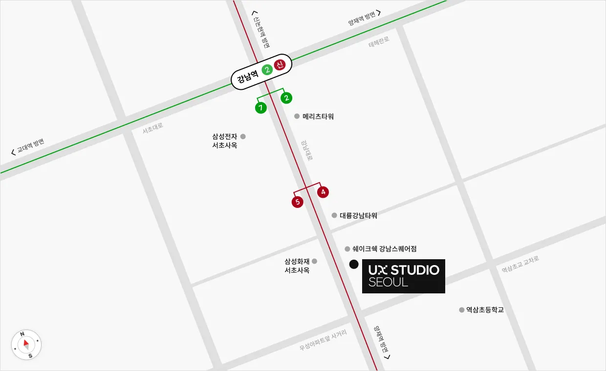 강남역 4번 출구 근처 약도